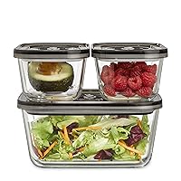 Fosa fosa vacuum seal food storage system reusable medium containers, 3  pack, 28 oz size (vacuum pump not included)