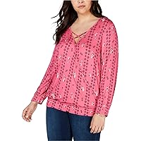 Style & Co. Womens Smocked Pullover Blouse, Pink, 0X