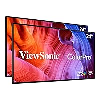 ViewSonic VP2468A_H2 24-Inch Premium Dual Pack Head-Only IPS 1080p Monitor with Advanced Ergonomics, ColorPro 100% sRGB REC 709, 14-bit 3D LUT, Eye Care, and 65W USB C for Home and Office