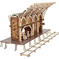 UGEARS Harry Potter Platform 9 ¾ 3D Puzzle - Wooden Model Kits for Adults to Build - Mechanical Wooden Model Kit - Compatible Hogwarts Express Train - 3D Wooden Puzzle Includes 2 Figurines