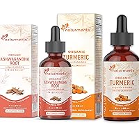 Naturments Organic Ashwagandha Drops + Turmeric Curcumin Liquid Bundle | Stress Relief, Energy Support | Joint Support, Graceful Aging