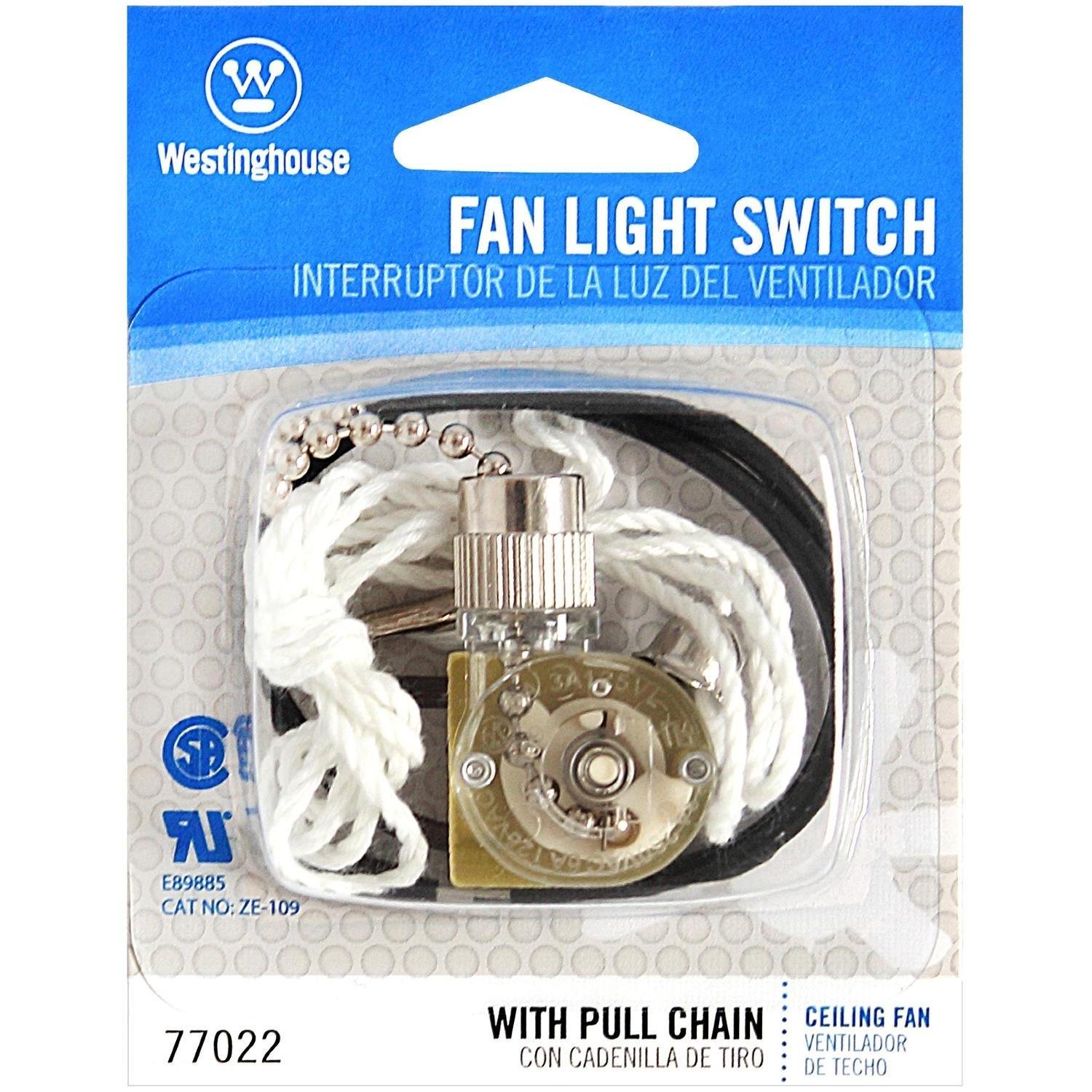 Westinghouse Lighting 7702200 Fan Light Switch with Chrome Pull Chain