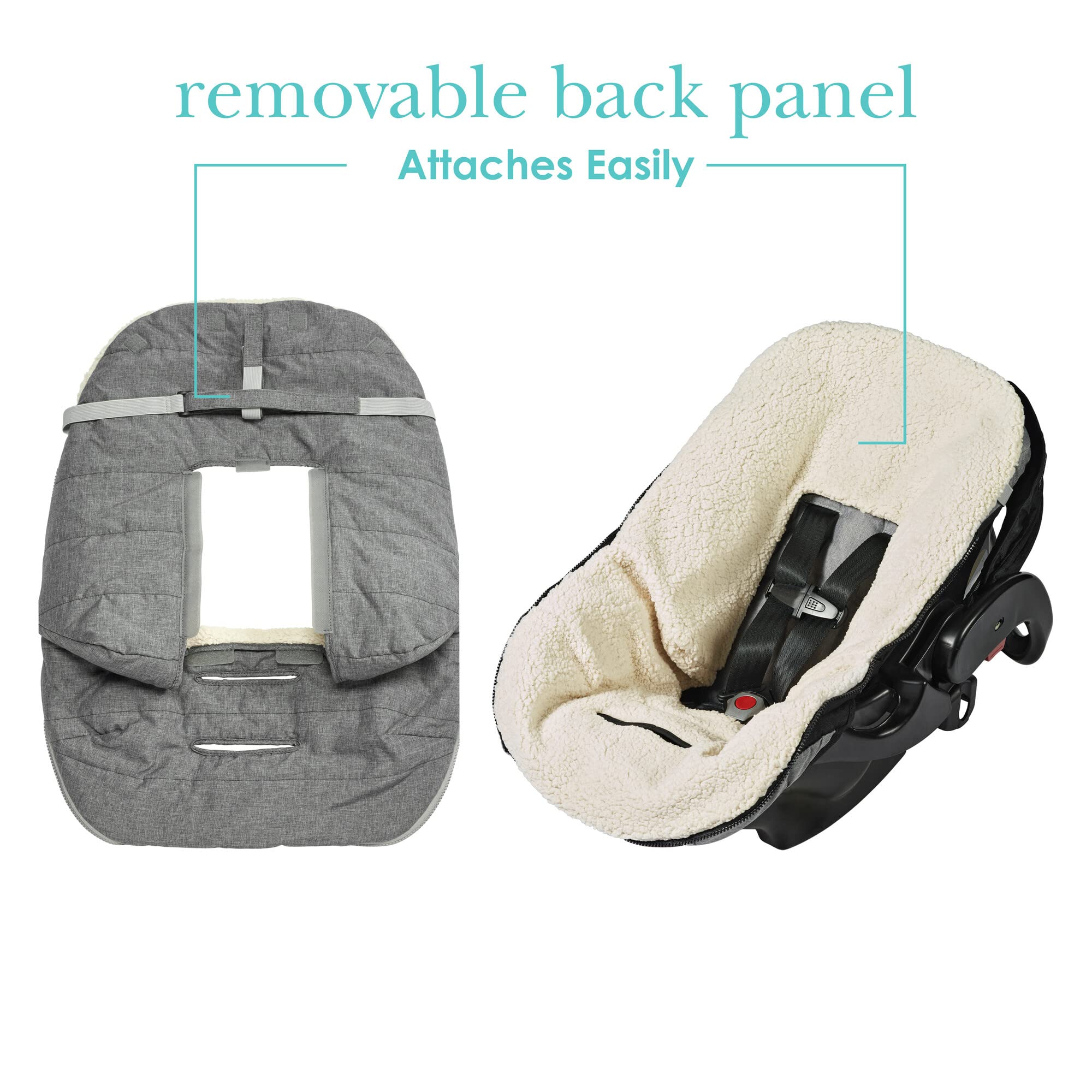 JJ Cole Bundle Me Winter Baby Car Seat Cover and Bunting Bag — Urban — Heather Gray — Weather Resistant Baby Carrier Cover — Winter Baby Essentials