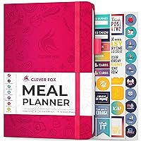 Clever Fox Weekly Meal Planner - Weekly & Daily Meal Prep Journal with Shopping and Grocery Lists for Menu Planning, Healthy Diet & Weight Loss Tracking, Lasts 1 Year, Undated, A5 - Fuchsia