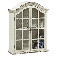 Deco 79 Wood Distressed 1 Shelf and 2 Door Wall Shelf with Arched Shutter Doors, 22