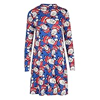 Oops Outlet Women's Xmas Reindeer Snowman Penguin Santa Swing Dress PlusSize