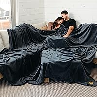 Big Blanket Co® Original Stretch™ Smoke Grey | 10 x 10 Extra Large Blanket | 100 Square Feet | Soft, Giant Blanket That Fits The Whole Family | The Best, Biggest Blanket of 2024