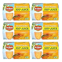 DEL MONTE Diced Peaches FRUIT CUP Snacks in 100% Fruit Juice, 24 Pack, 4 oz Cup