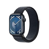 Apple Watch Series 9 [GPS 41mm] Smartwatch with Midnight Aluminum Case with Midnight Sport Loop One Size. Fitness Tracker, ECG Apps, Always-On Retina Display, Carbon Neutral
