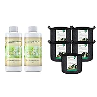 Humboldts Secret A & B Liquid Hydroponics Fertilizer - Nutrients for Outdoor, Indoor Plants (8 oz Set) w/Fabric Grow Bags - Non Woven, Reusable Fabric Pots with Handles (5-Pack) (3 Gallon)