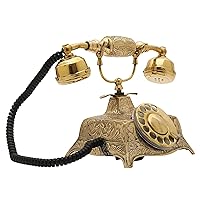 Decor Antique Table Decorative Rotary Dial Telephone Non-Functional Unique Gift Replica - Brass Finish