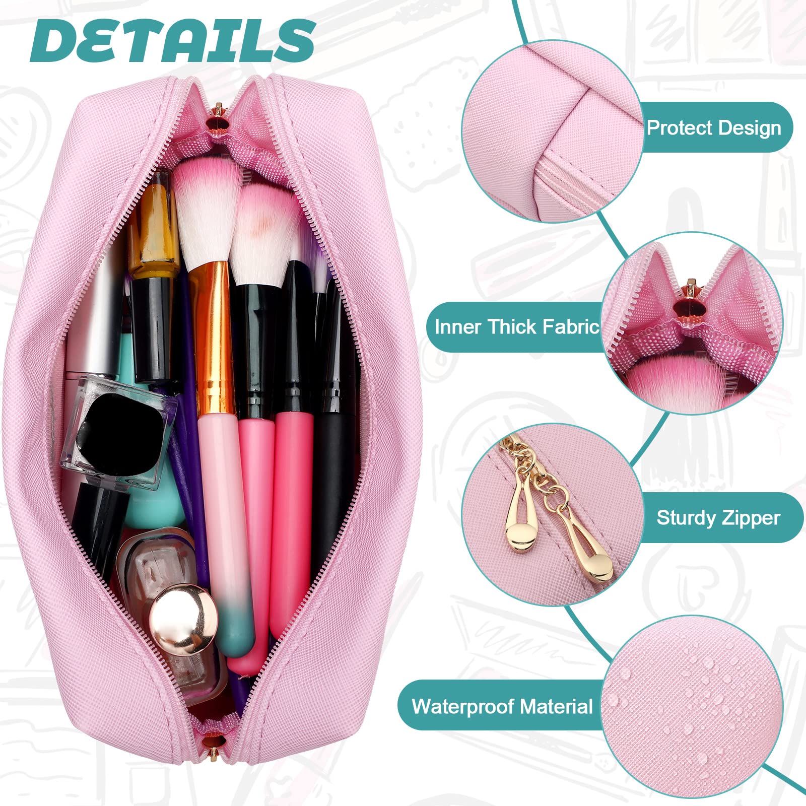 4 Pieces Preppy Patch Small Cosmetic Bag Preppy Makeup Bag PU Leather Portable Waterproof Makeup Organizer Bag Preppy Pouch Makeup Accessories (Face)