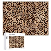 Wooden Puzzle Leopard Patterned Wallpaper Jigsaw Puzzle 500 Pieces Personalized Picture Puzzle Family Decoration Puzzle for Adult Family Wedding Graduation Gift