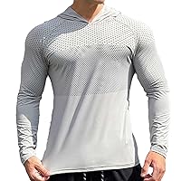 Men Quick Dry Fitness Hoodies Breathable Running Athletic Shirts Long Sleeve Outdoor Hiking Fishing Sun Protection T-Shirt