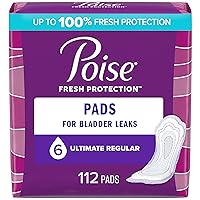 Incontinence Pads & Postpartum Incontinence Pads, 6 Drop Ultimate Absorbency, Regular Length, 112 Count (2 Packs of 56), Packaging May Vary