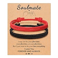 Adjustable Rope Couples Bracelets for Men, Boyfriend, Girlfriend, Soulmate, Husband, Wife - Anniversary Valentines Day Birthday Christmas Gift for Him and Her