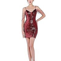 Azuki Sexy Elegant Mini Dress with Beaded Tassel for Evening Party Gown