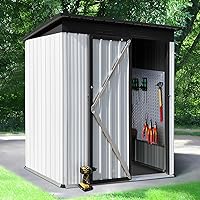 Upgraded 5' × 3.2' Metal Outdoor Storage Shed with Door & Lock, Waterproof Garden Storage Tool Shed for Backyard Patio,White-Simple Black