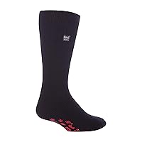 Heat Holders Men's Thermal Gripper Slipper Socks BIGFOOT Size 13-15 US Black/Red