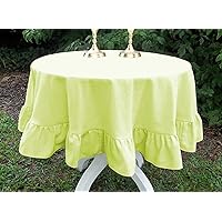 500TC Egyptian Cotton Set of 5 Piece Edge Ruffle Round Shape Tablecloth for Kitchen Dining l Decoration l Parties (70 inch Diameter, Wine)