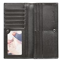 SENDEFN Long Wallets for Men Genuine Leather Slim Bifold Wallet RFID Blocking for Checkbook Credit Card