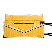 26 Pocket Wrench & Tool Roll Up Organizer Pouch Tool Bag Metric & SAE Hand Crafted, Heavy Weight, Water Proof Ballistic Polyester Oxford Canvas - Yellow
