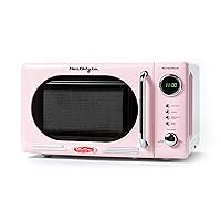 Retro Compact Countertop Microwave Oven - 0.7 Cu. Ft. - 700-Watts with LED Digital Display - Child Lock - Easy Clean Interior - Pink