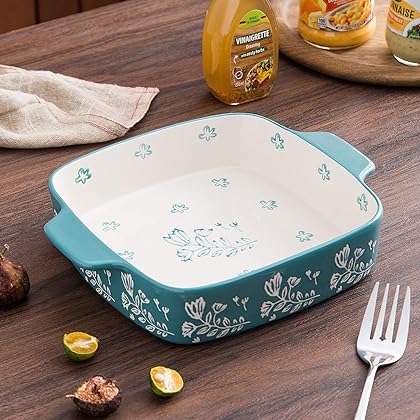 Wisenvoy Baking Dish Ceramic Brownie Pan 9x9 Baking Pan Casserole Dish Lasagna Pan Square Rose Dish Pan Bakeware Sets