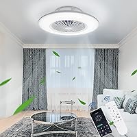 Unikcst Quiet LED Ceiling Fan with Lighting Dimmable 32 W Ceiling Light Fan with Remote Control and App Control 6 Wind Speed Fan Light Colour Changing 2700 K - 6500 K