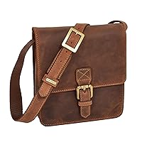 Mens Real Leather Small Pouch Cross Body Organiser Shoulder Bag HOL22 Oil Tan