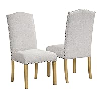 HomePop Classic Parsons Dining Chairs, Set of 2, Neutral Oatmeal Textured Solid Woven (Set of 2)