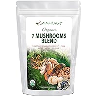 Z Natural Foods Organic 7 Mushroom Supplement with Lion’s Mane, Cordyceps, Chaga, Red Reishi, Shiitake, Maitake and Turkey Tail Mushrooms, Non-GMO Supplement - Made in USA - 1 lb