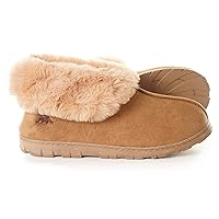 EuropeanSoftest Women's Micro Suede Faux Fur Fleece Lined Cozy 80-D High-Density Memory Foam Winter Slipper Bootie Breathable House Shoes with Non Skid Indoor Outdoor Sole
