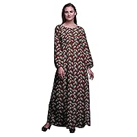 Bimba Printed Women's Polyester Georgette Long Sleeve Maxi Elastic Waist Casual Summer Maxi Dress