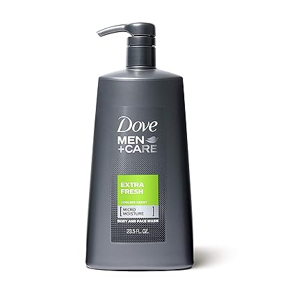 Dove Men+Care Body and Face Wash Pump for Dry Skin Extra Fresh More Moisturizing Than Typical Bodywash 23.5 oz