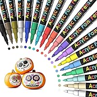 Arrtx Acrylic Paint Pens, 10 Pack Extra Brush Tip White Paint Markers  Metallic for Rock Fabric Wood Glass Canvas Ceramic, 4 White 4 Black 1 Gold  & 1