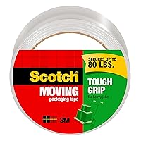Scotch Tough Grip Moving Packaging Tape, 1 Roll, 1.88