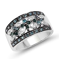 0.54 Carat Genuine Blue Diamond .925 Sterling Silver Ring
