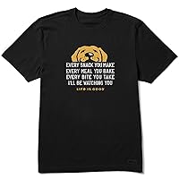 Life is Good Mens Dog Lover Cotton Tee Crewneck Short Sleeve Graphic T-Shirt, I'll Be Watching You Dog