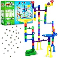 Marble Genius Marble Run Starter Set, 130 Complete Pieces, 80 Translucent Marbulous Pieces & 50 Glass-Marbles, Maze Track or Race Game for All Ages, Kids Building Toys, STEM Gifts for Boys and Girls