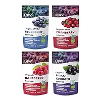 Bundle – 4 items: LOOV Organic Wild Blueberry Powder, Organic Raspberry Powder, Organic Blackcurrant Powder, Organic Wild Cranberry powder