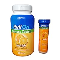 ReliOn Glucose, 50 Tablets with On-The-Go Tube, 10 Tablets. (Orange) by Reli On