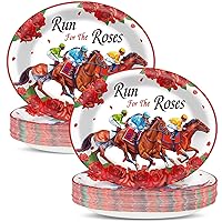50 PCS Kentucky Horse Party Oval Paper Plates 11 Inch Large Derby Day Horse Racing Party Party Supplies Run for the Roses Platter for Kentucky Horse Party Decorations Carnival Tableware Set