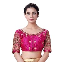 Women Silk Embroidered Blouse with Coin Design Size 36 with Margin Inside