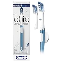 Oral-B Clic Toothbrush, Alaska Blue, with 2 Replaceable Heads and Magnetic Toothbrush Holder
