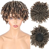 SCENTW Dreadlock Hair Topper Wig with Clip in Braided Hair Half wigs for Women Short Synthetic Dreadlocks Hair Pieces Toupee Afro hair for Women and Men Topper Wiglets Hairpieces for Thinning Hair