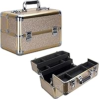Ver Beauty 4-Tiers Extendable Trays Art Craft Supplies Storage Portable Box Tool Case Organizer Travel Dividers-VP006, Champagne Glitter