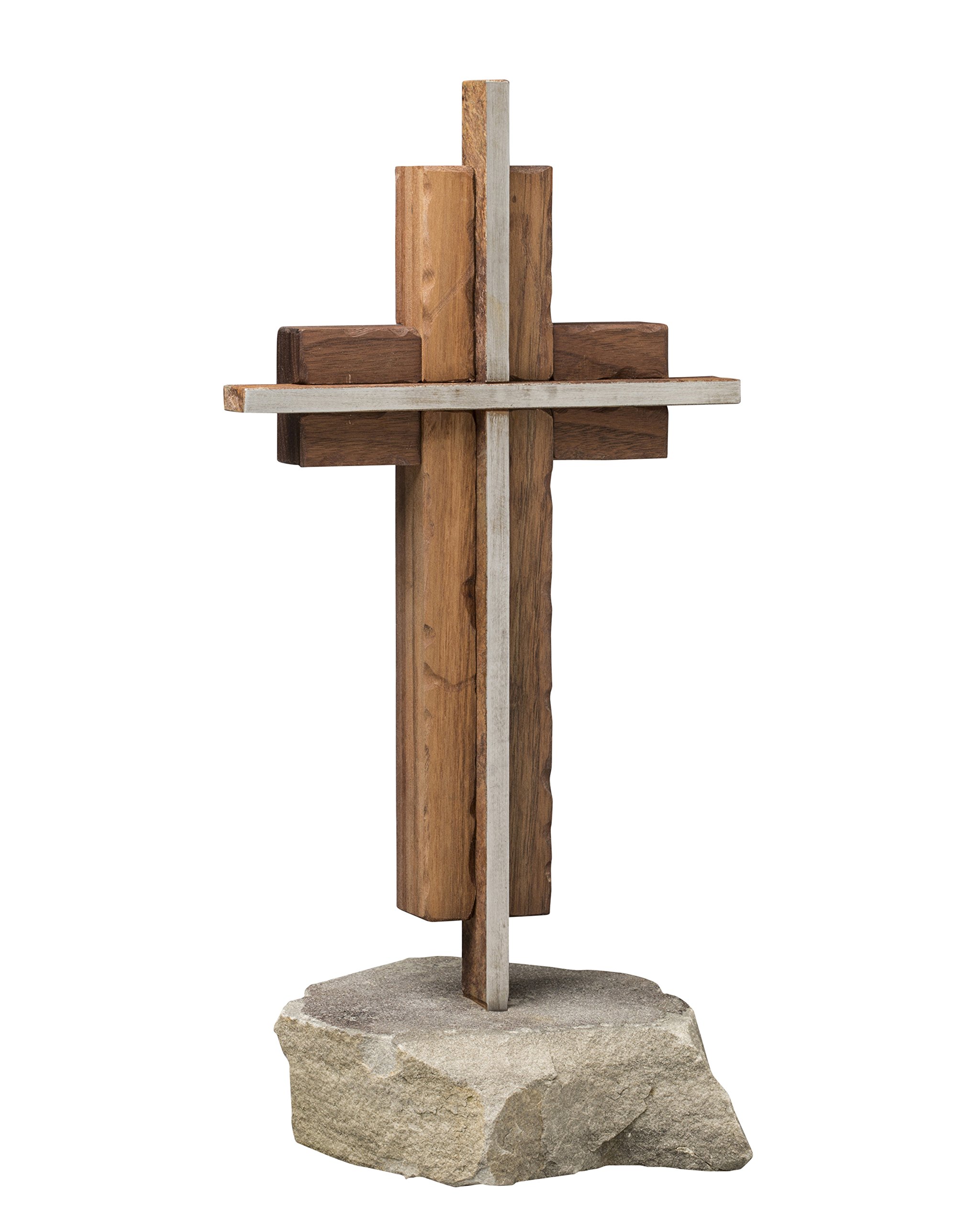 The Unity Cross® Hand-Finished Black Walnut Wedding Cross; Unity Candle Unity Sand Alternative (Flagstone & Solid Steel)