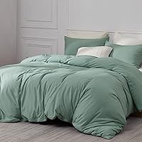 Bedsure 100% Jersey Knit Cotton Duvet Cover, Ultra Soft T-Shirt Cotton Comforter Cover Queen Size, Zipper Closure, 1 Duvet Cover 90x90 Inches and 2 Pillowcases (Sage Green)