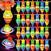 Bulk LED Light Up Spinner Tops Launcher with Gyroscope Motion Colorful Flashing Toys Novelty Bulk Goodie Bag Fillers Gifts Stuffers for Birthday Party Favors (50 Pcs)